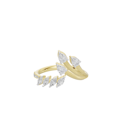 Yellow gold vermeil lab diamond ring with multiple oval stones on a slim band