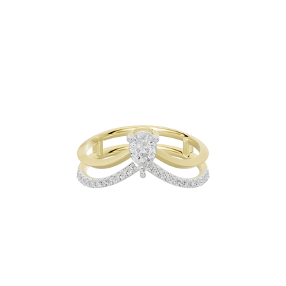 Cove curved lab diamond ring in yellow gold vermeil with pavé accent band