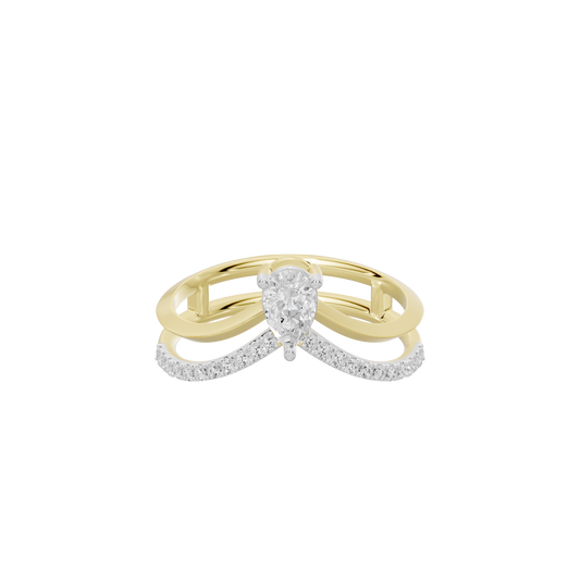 Cove curved lab diamond ring in yellow gold vermeil with pavé accent band