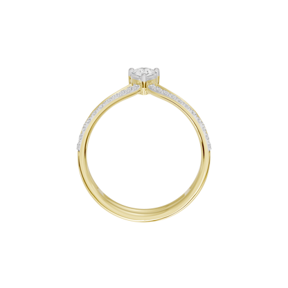 Yellow gold vermeil curved band with prong-set lab diamond at the top