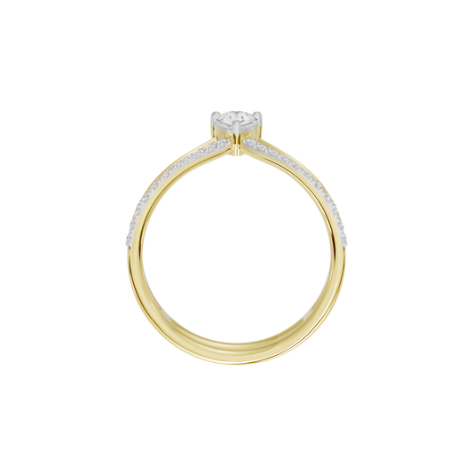 Yellow gold vermeil curved band with prong-set lab diamond at the top