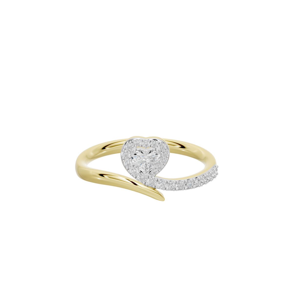 Yellow gold vermeil ring with large round lab diamond center on open band