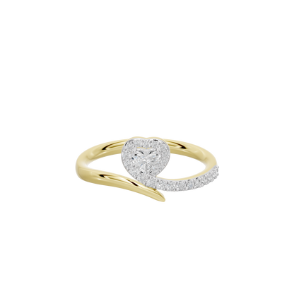 Yellow gold vermeil ring with large round lab diamond center on open band