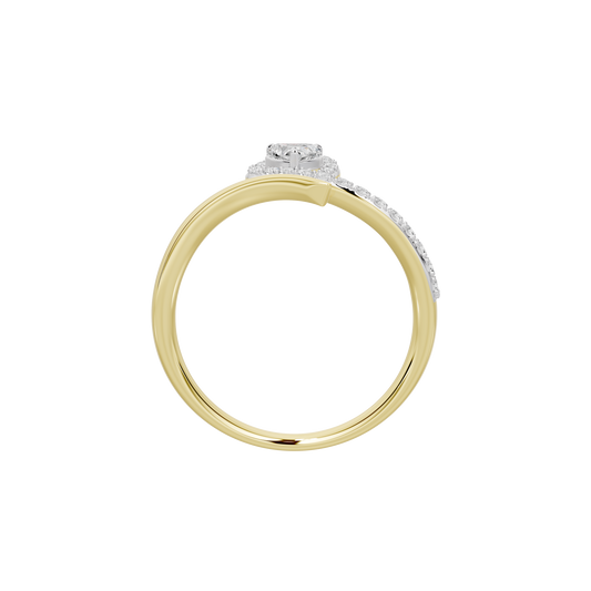 Yellow gold vermeil ring with round lab diamond center, top view
