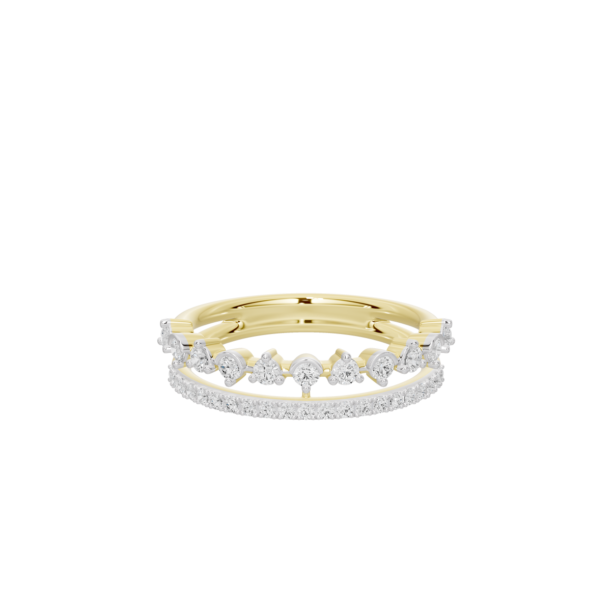 Yellow gold vermeil tennis-style ring with lab-grown diamond border