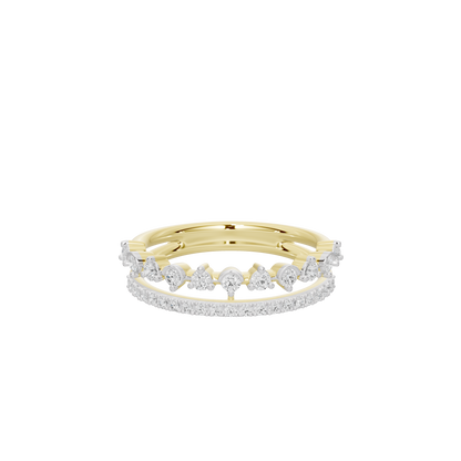 Yellow gold vermeil tennis-style ring with lab-grown diamond border