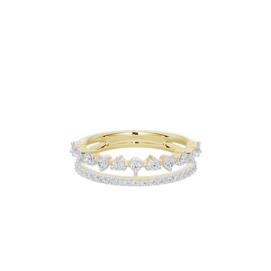Yellow gold vermeil tennis-style ring with lab-grown diamond border
