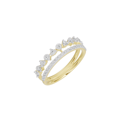 Yellow gold vermeil ring with diamond cluster along the top and open profile