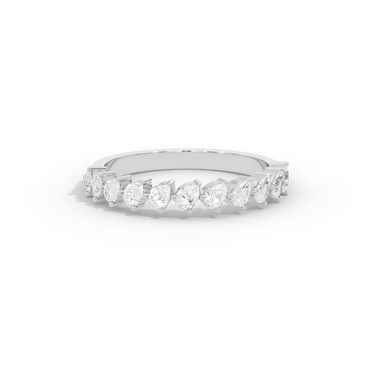 Half eternity lab diamond ring with pear-cut stones in a straight band, 925 silver