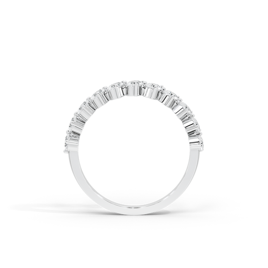 Half eternity lab diamond ring with baguette-cut stones, 925 sterling silver