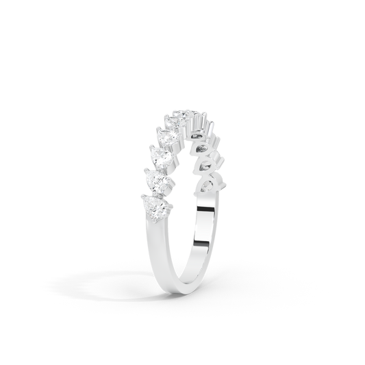Half eternity lab diamond ring with clustered pear-cut stones, 925 sterling silver