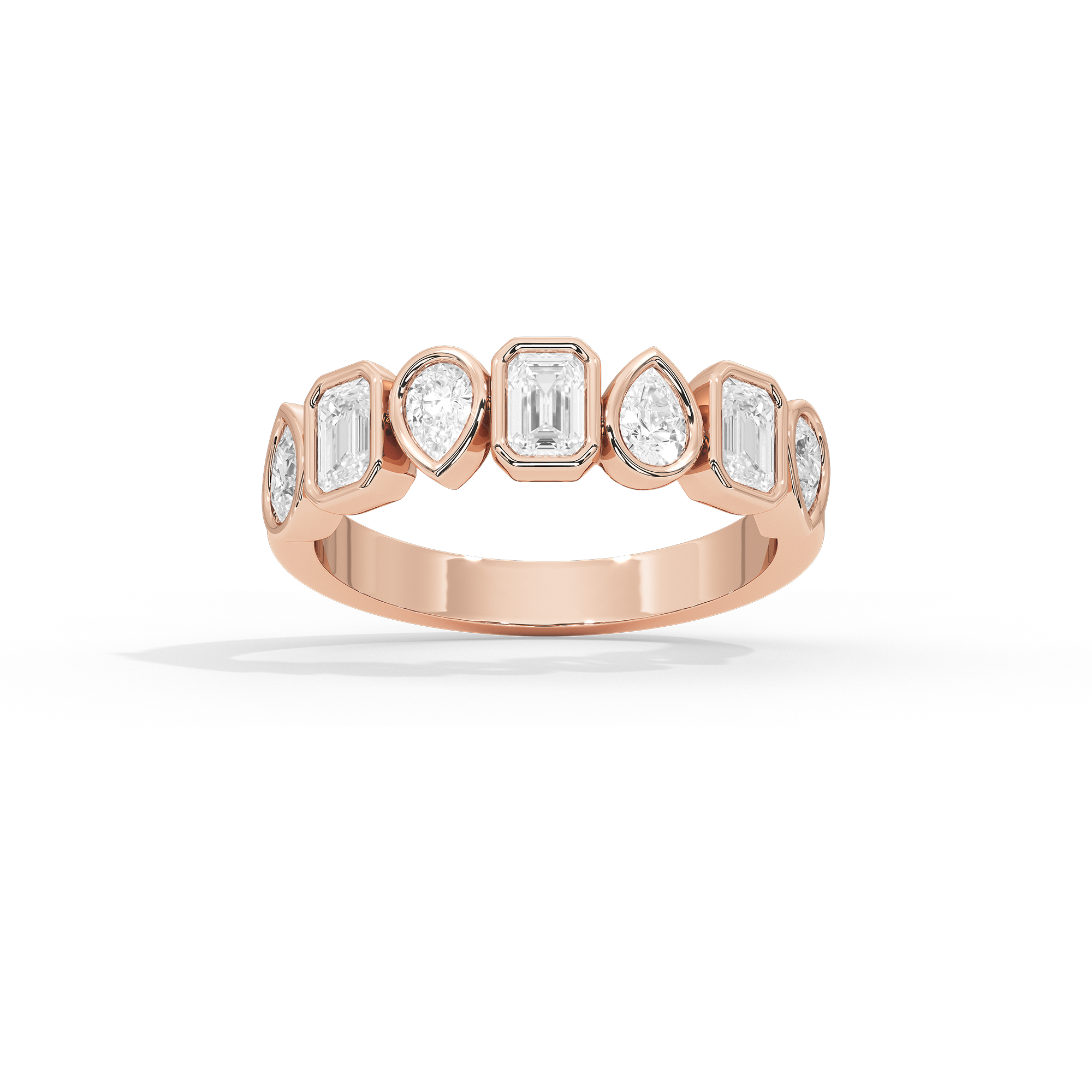 Pear & Emerald Bezel Half Eternity Band 1.462 Carat Lab Grown Diamond