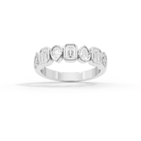 Pear & Emerald Bezel Half Eternity Band 1.462 Carat Lab Grown Diamond