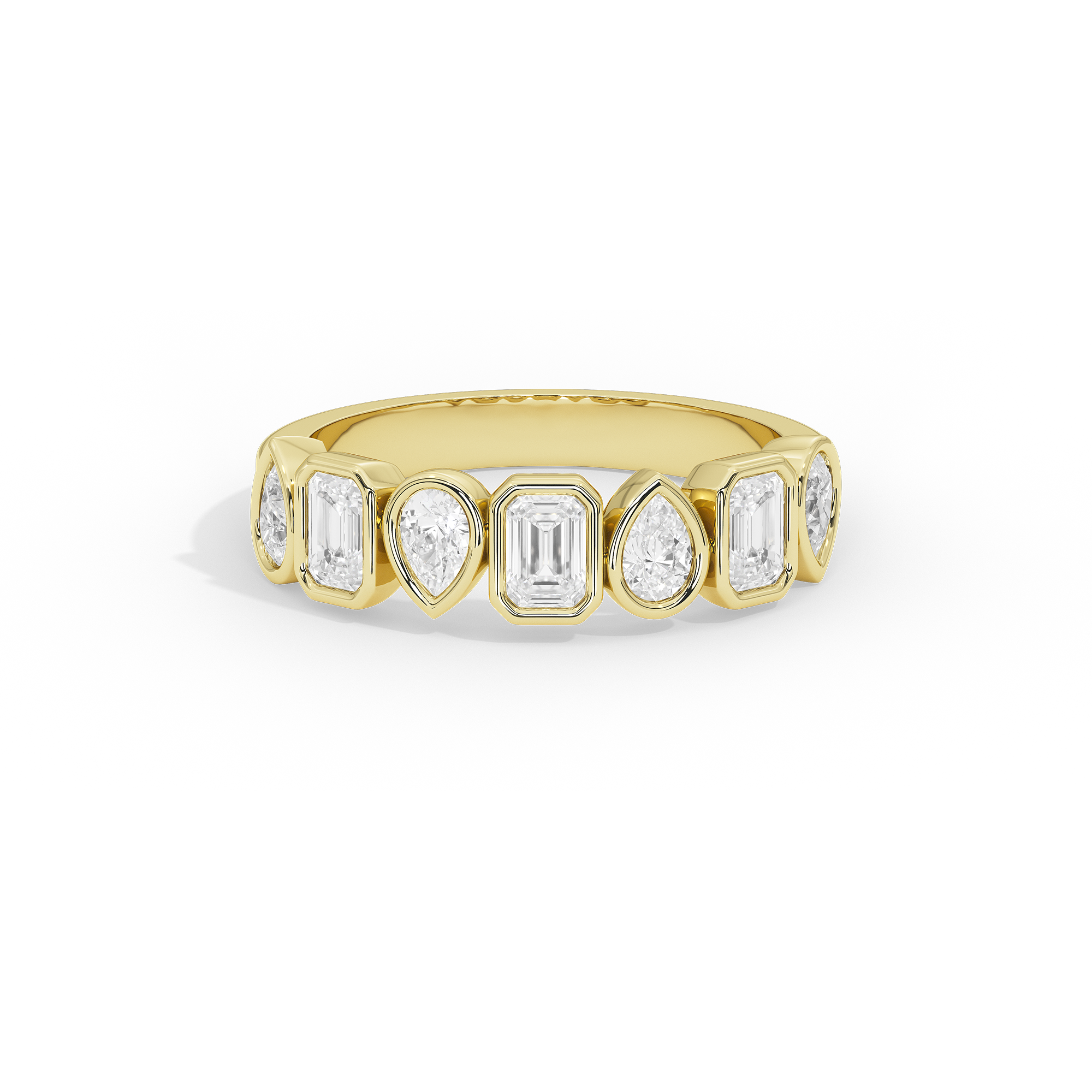 Pear & Emerald Bezel Half Eternity Band 1.462 Carat Lab Grown Diamond