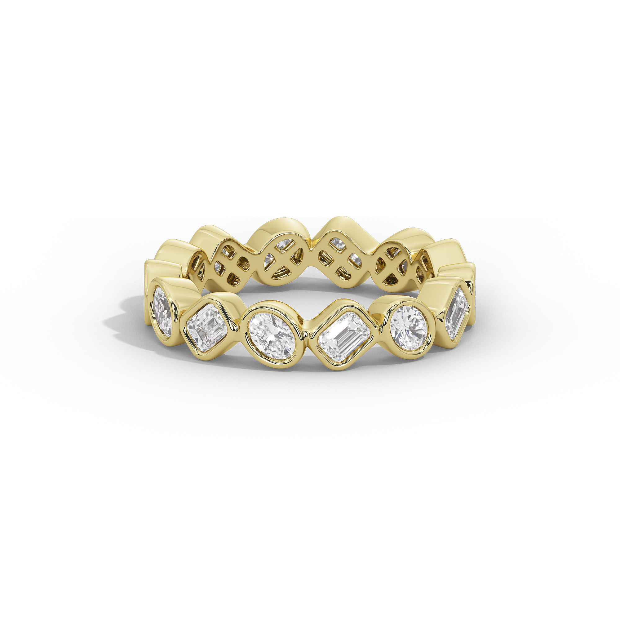 Oval and Emerald Bezel Eternity Band  1.761 Carat Lab Grown Diamond