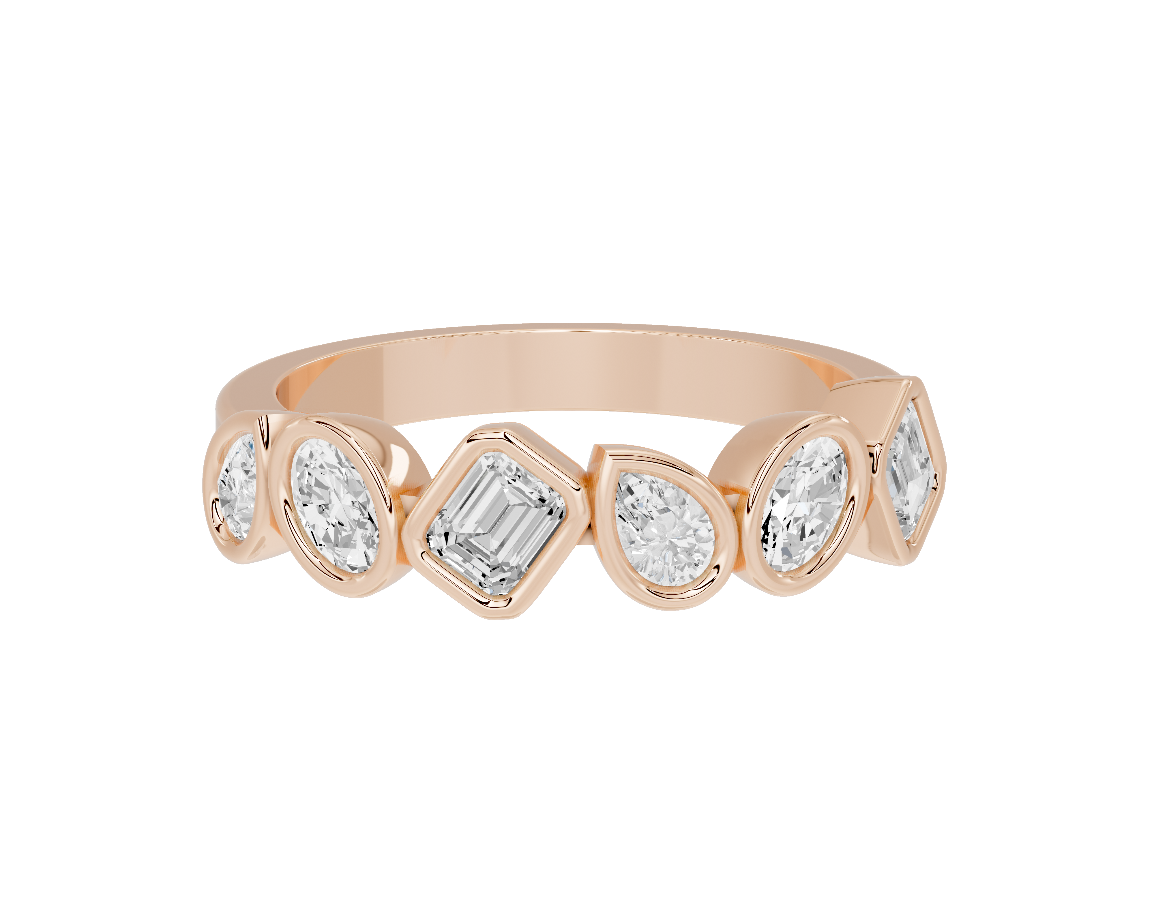 Pear,emerald and Oval  Half Bezel Eternity Band