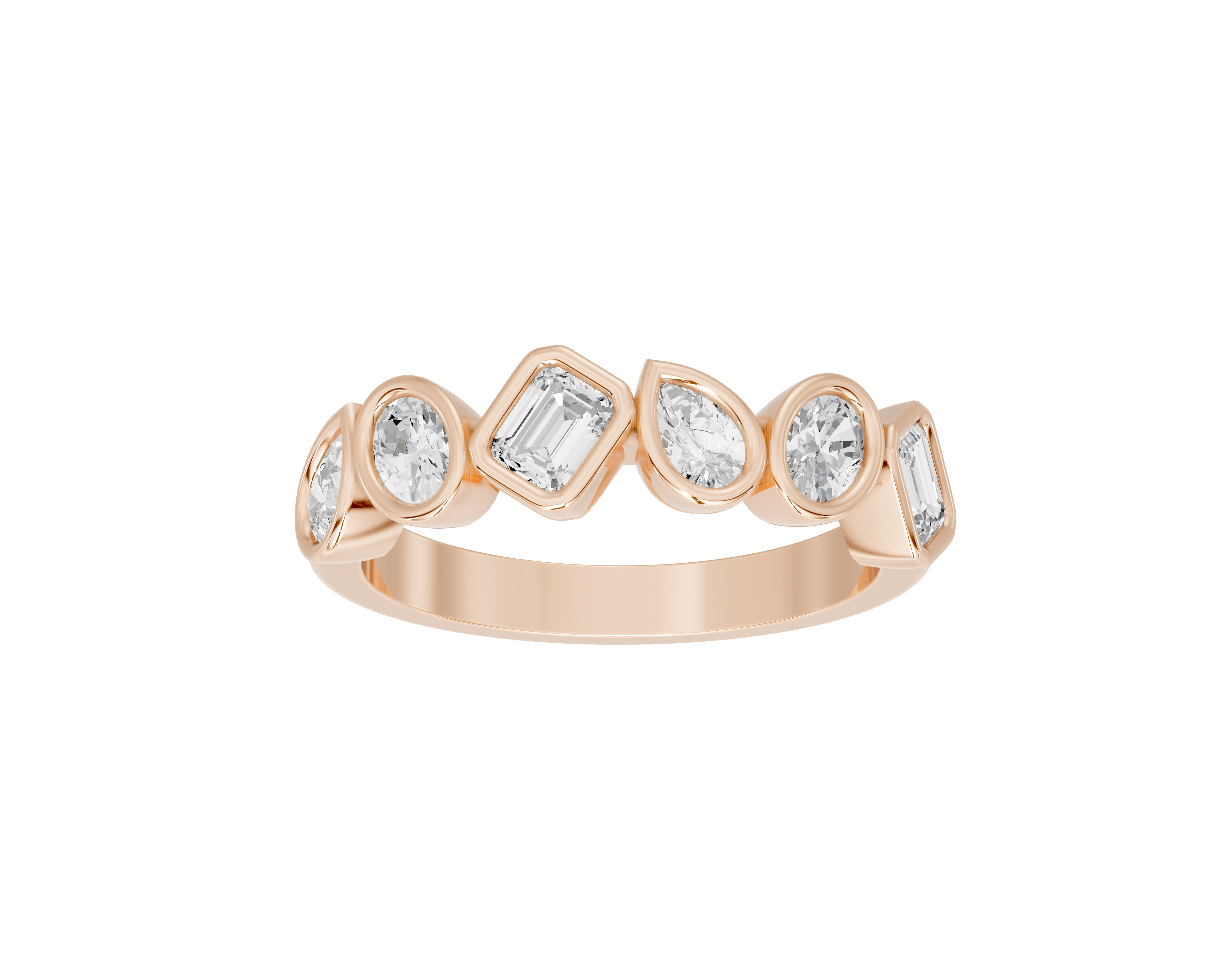 Pear,emerald and Oval  Half Bezel Eternity Band