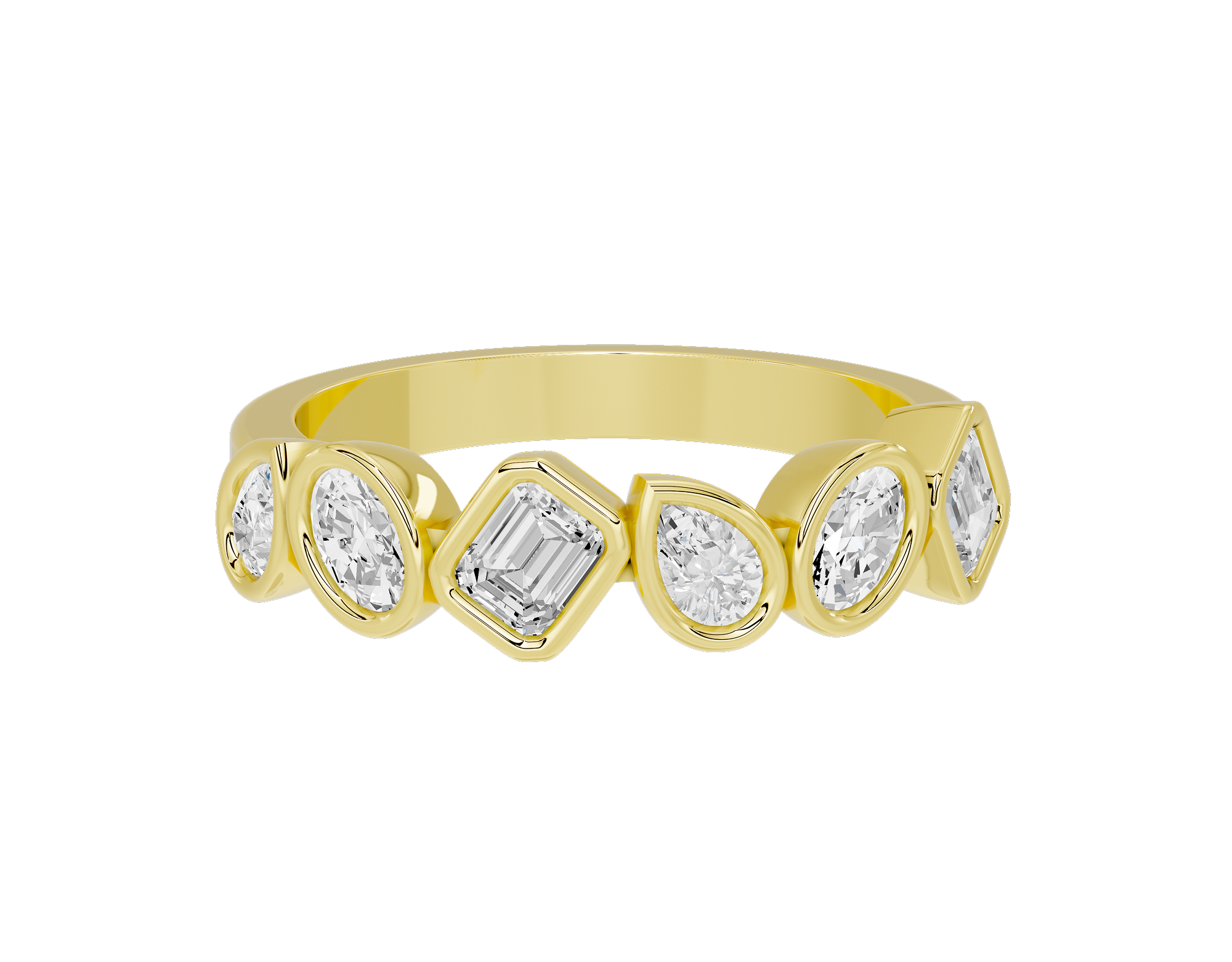 Pear,emerald and Oval  Half Bezel Eternity Band 1.267 Carat Lab Grown Diamond