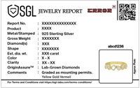 SGL Jewelry Report with product details and a QR code on a white background