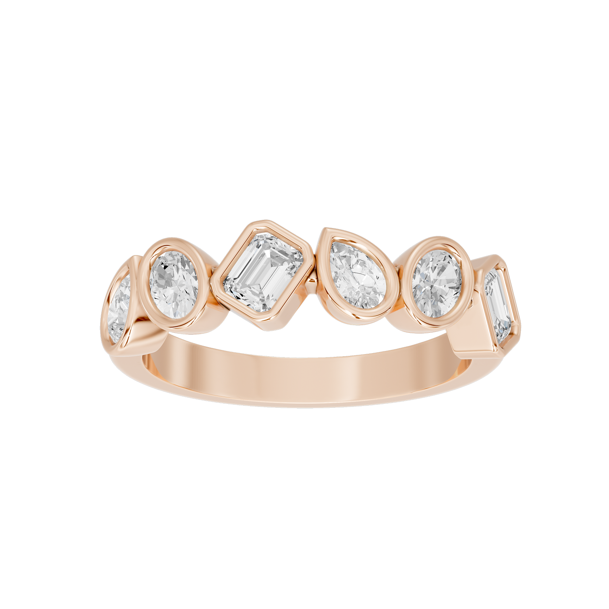 Emerald,Pear and Oval Half Bezel Eternity Band 1.145 Carat Lab Grown Diamond
