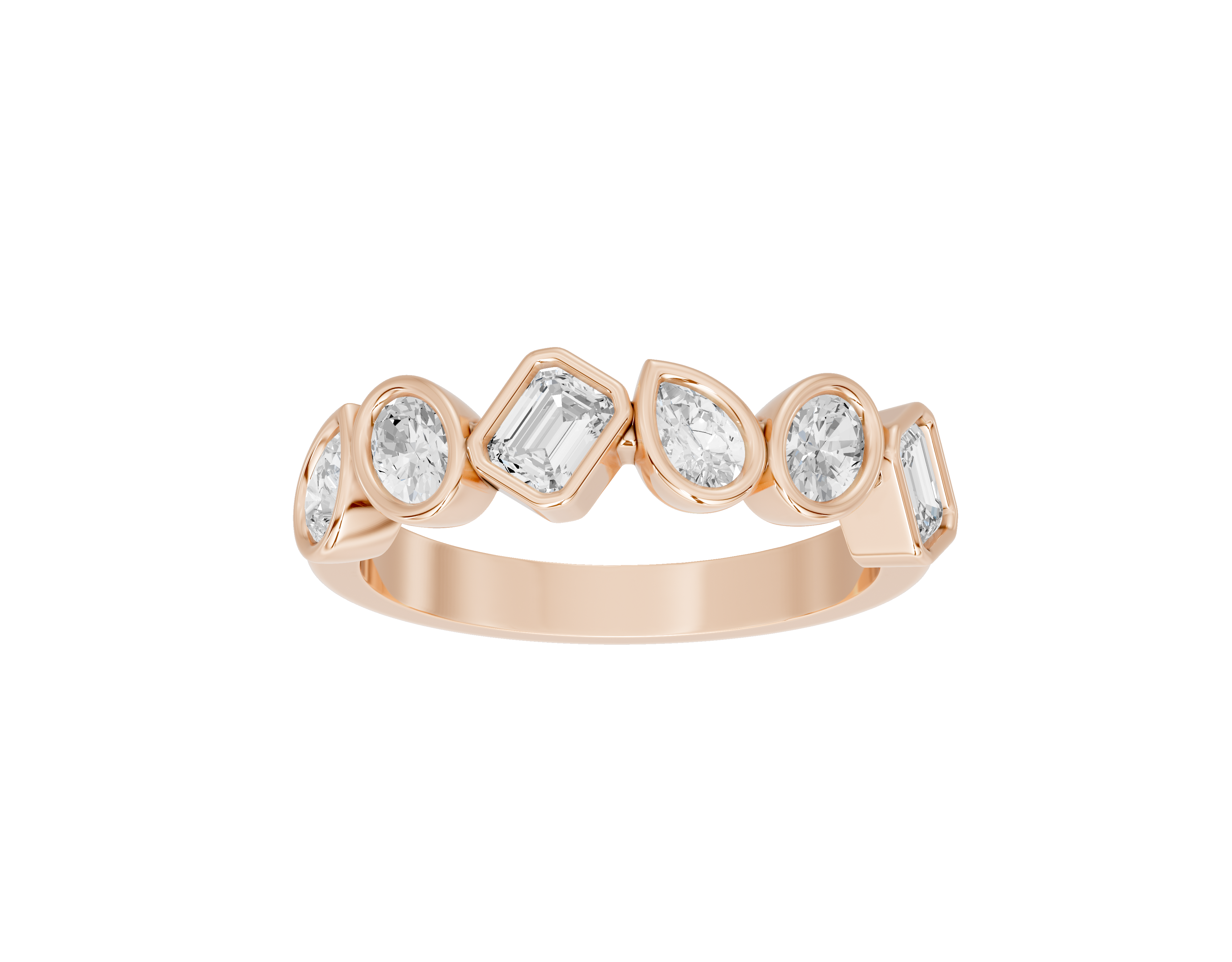 Emerald,Pear and Oval Half Bezel Eternity Band