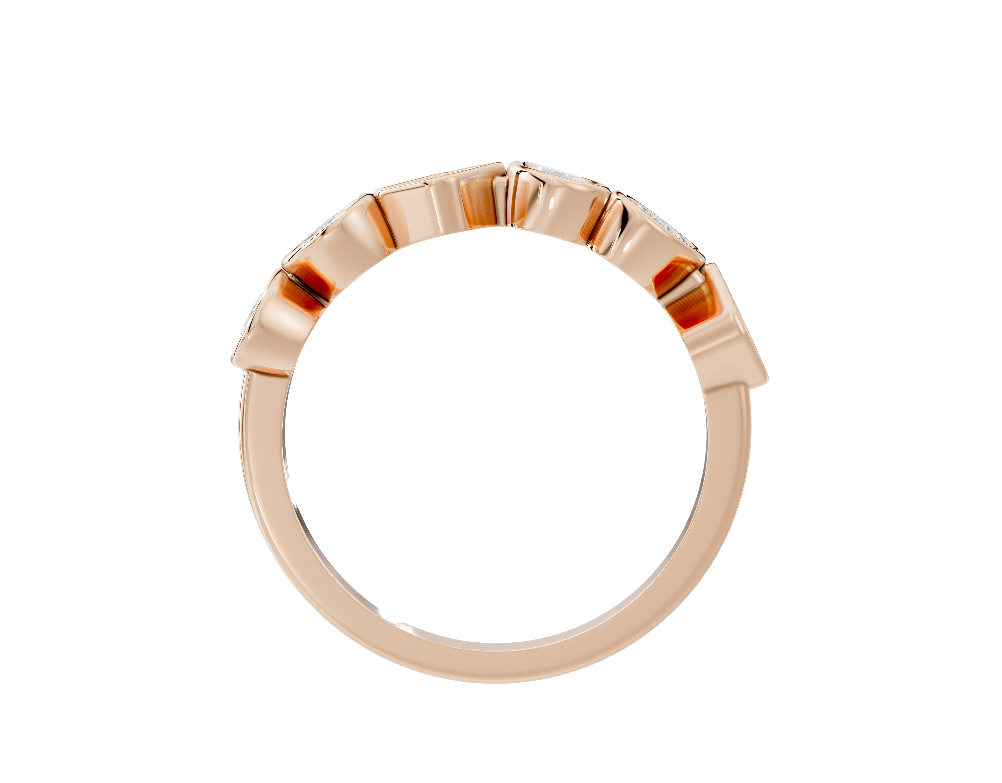 Emerald,Pear and Oval Half Bezel Eternity Band