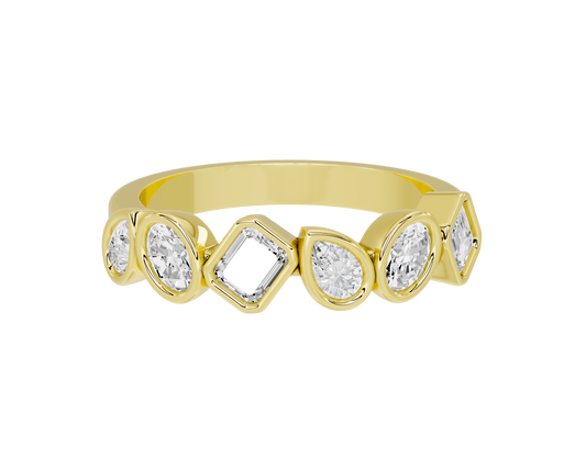 Yellow gold vermeil eternity band ring with bezel-set lab diamonds