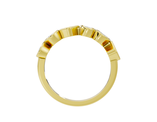 Yellow gold vermeil eternity band ring with bezel-set lab diamonds