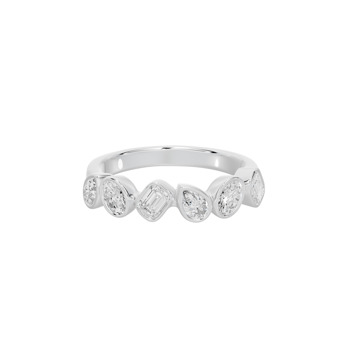 Five-stone lab-grown diamond ring in sterling silver with round settings