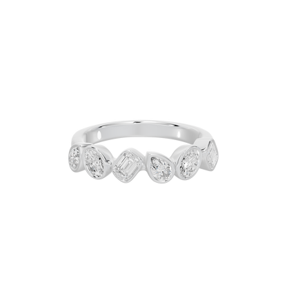 Five-stone lab-grown diamond ring in sterling silver with round settings