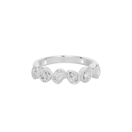 Five-stone lab-grown diamond ring in sterling silver with round settings
