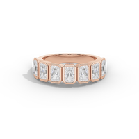 Emerald Half Bezel Eternity Band 2.255 Carat Lab Grown Diamond