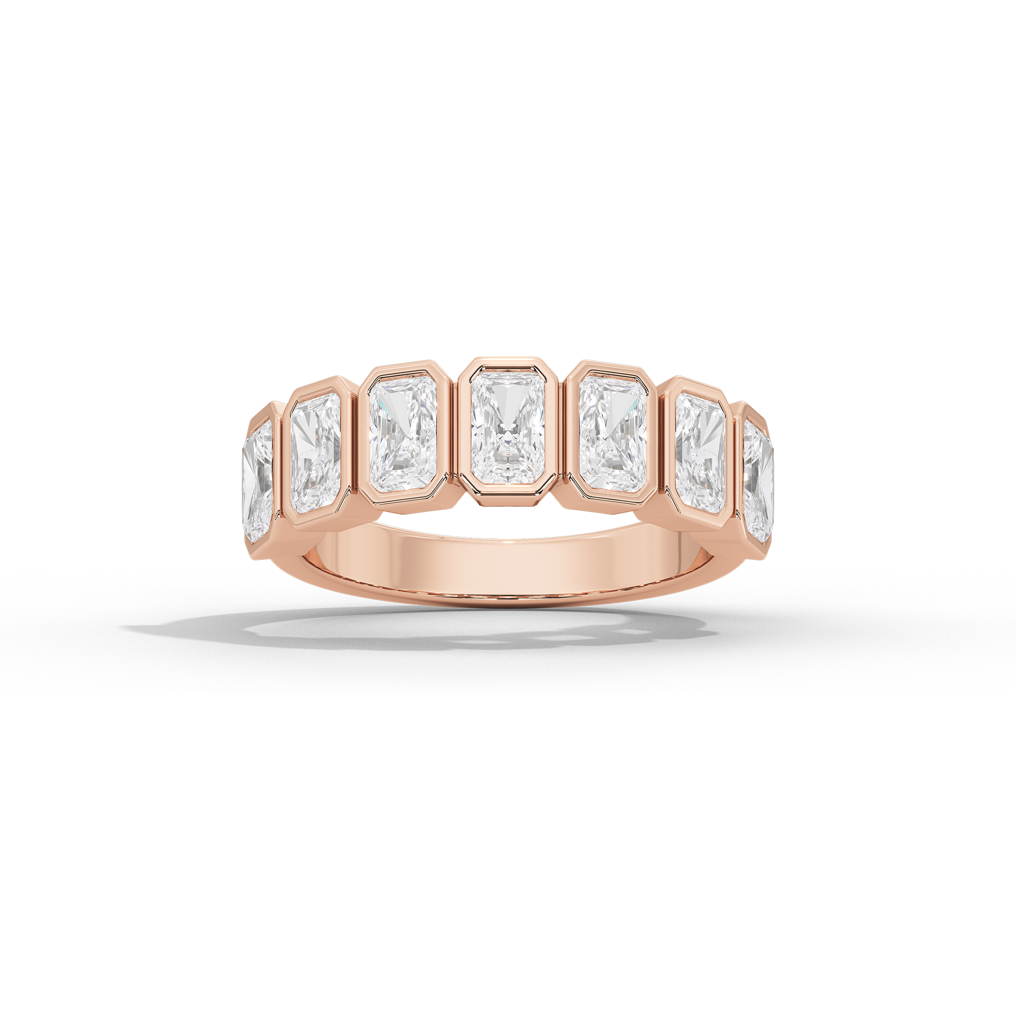 Emerald Half Bezel Eternity Band 2.255 Carat Lab Grown Diamond