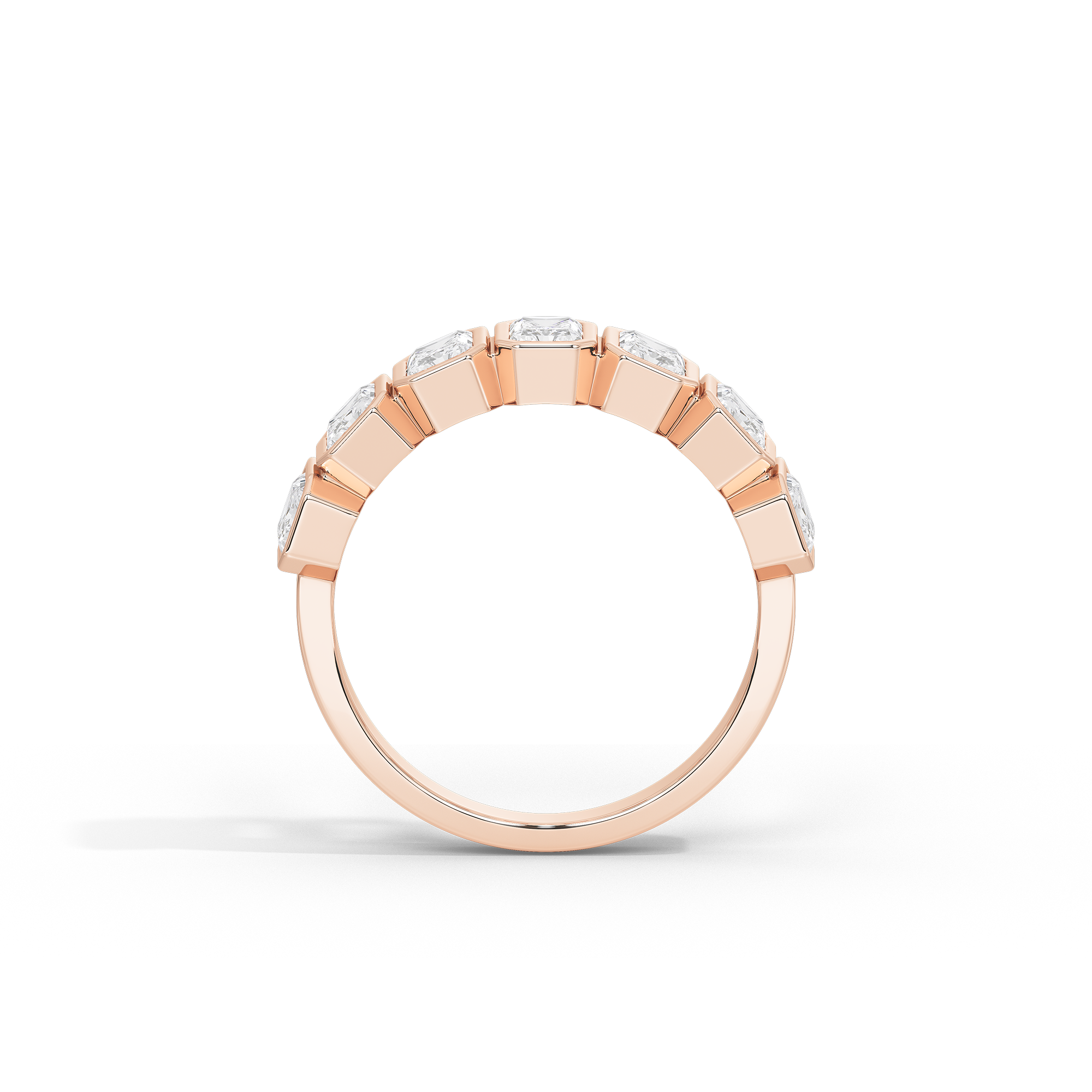 Emerald Half Bezel Eternity Band 2.255 Carat Lab Grown Diamond