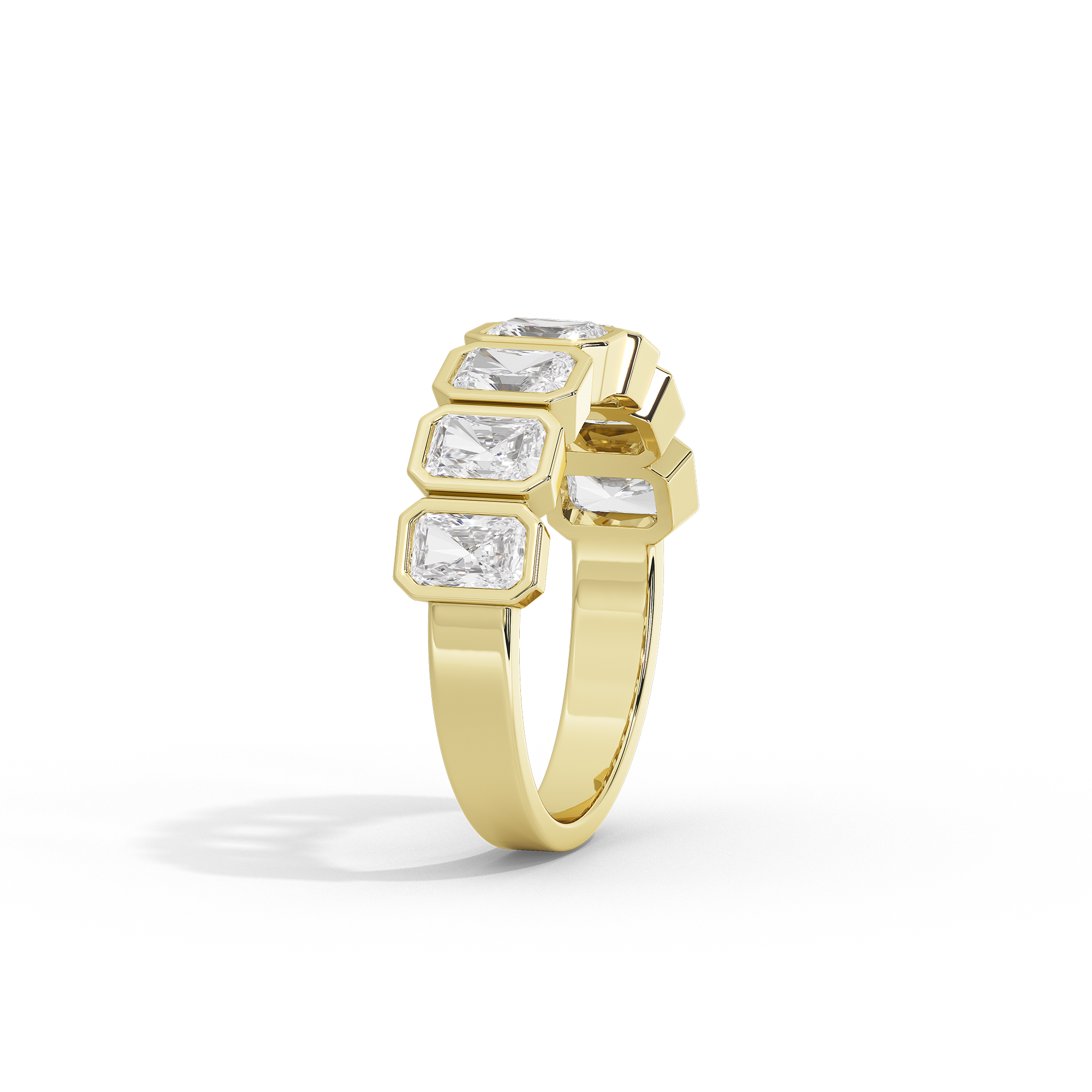 Emerald Half Bezel Eternity Band 2.255 Carat Lab Grown Diamond