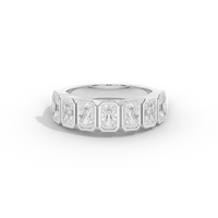 Emerald Half Bezel Eternity Band 2.255 Carat Lab Grown Diamond