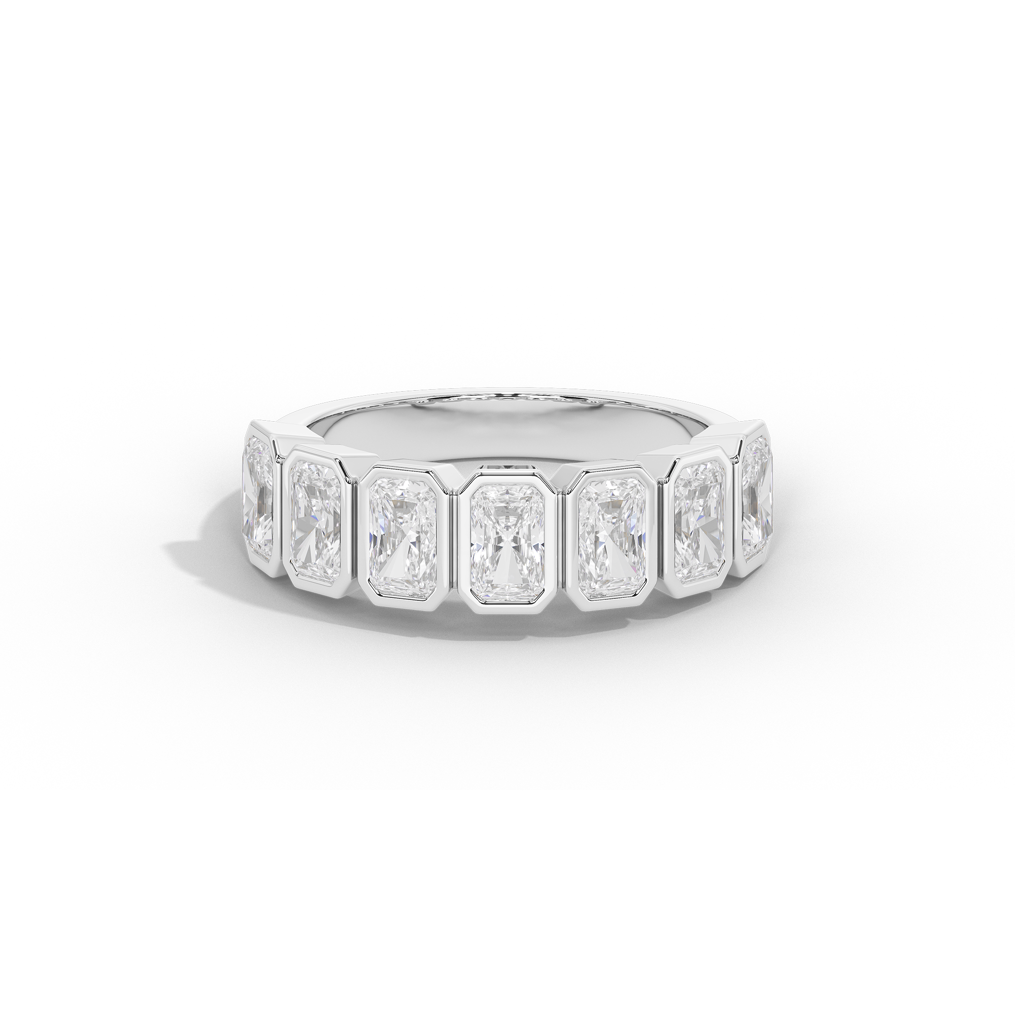 Emerald Half Bezel Eternity Band 2.255 Carat Lab Grown Diamond