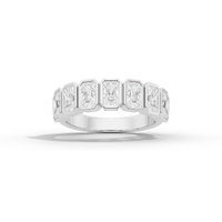 Emerald Half Bezel Eternity Band 2.255 Carat Lab Grown Diamond