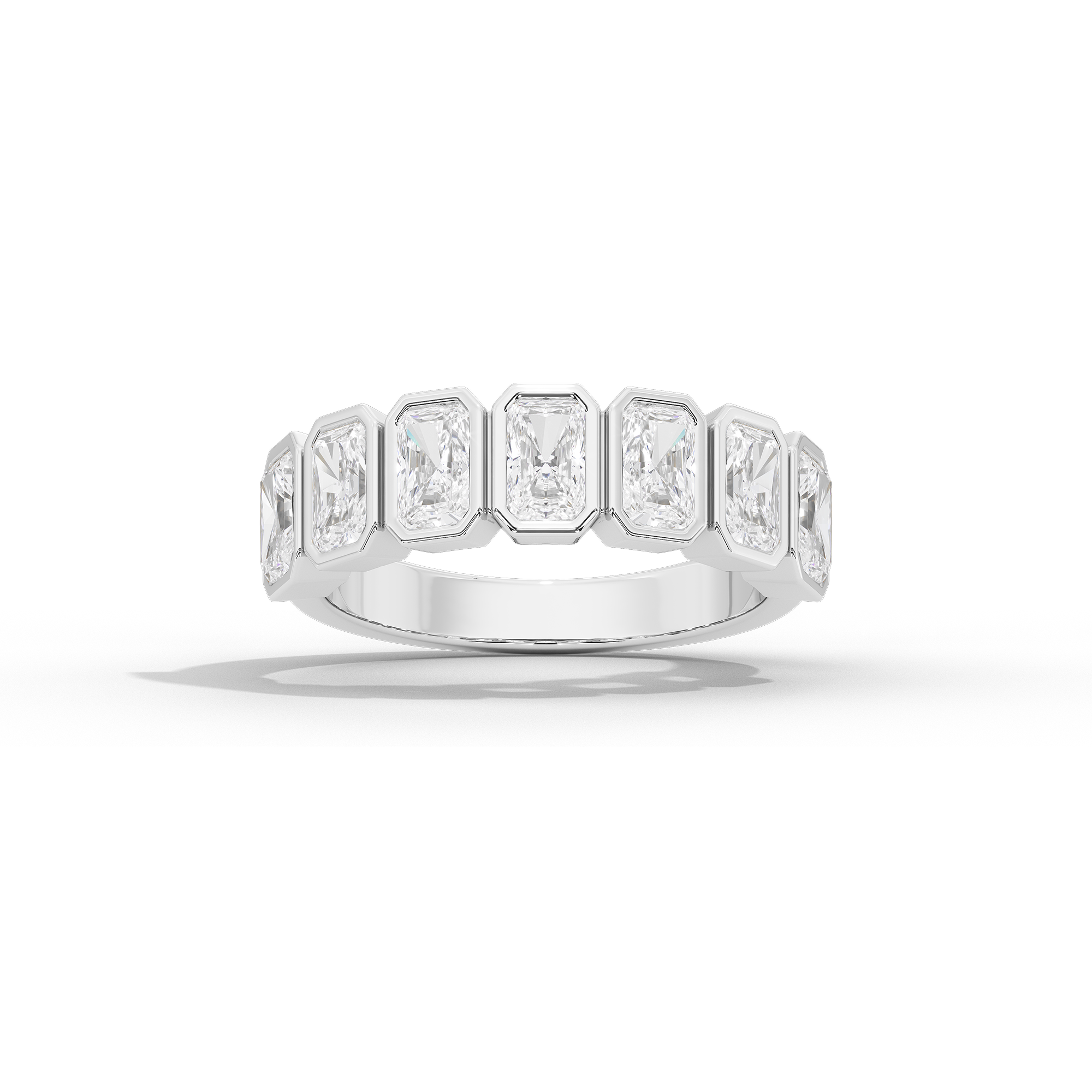 Emerald Half Bezel Eternity Band 2.255 Carat Lab Grown Diamond