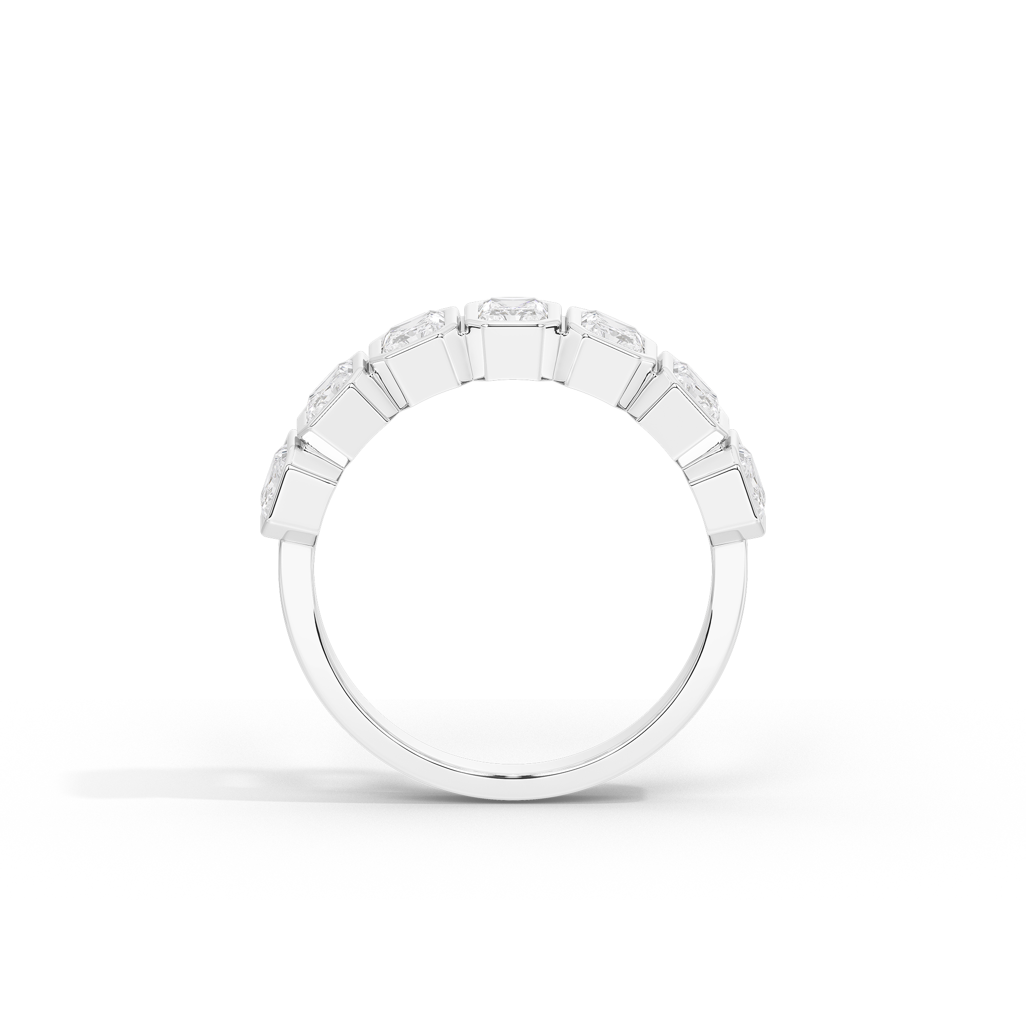 Emerald Half Bezel Eternity Band 2.255 Carat Lab Grown Diamond