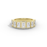 Emerald Half Bezel Eternity Band 2.255 Carat Lab Grown Diamond