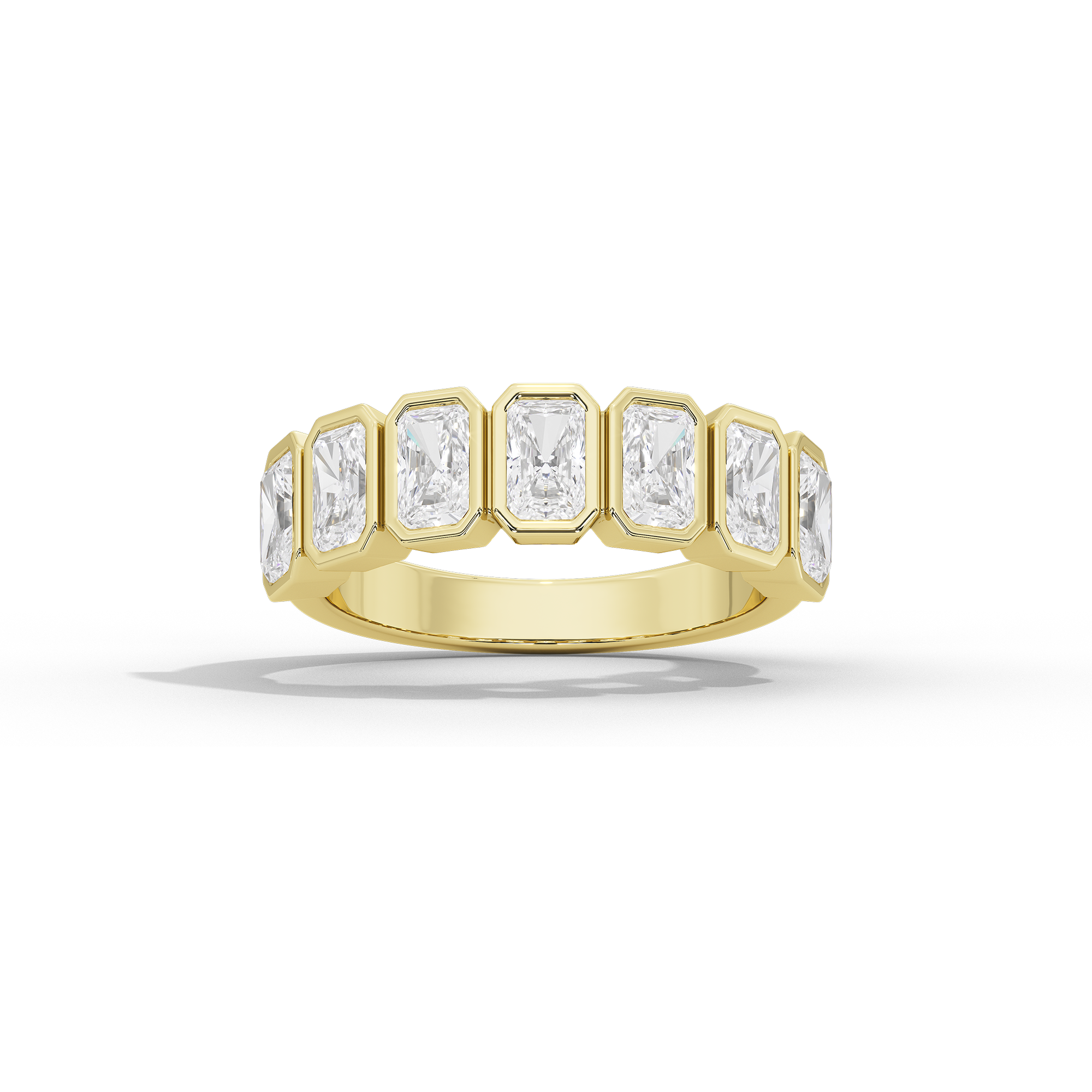 Emerald Half Bezel Eternity Band 2.255 Carat Lab Grown Diamond