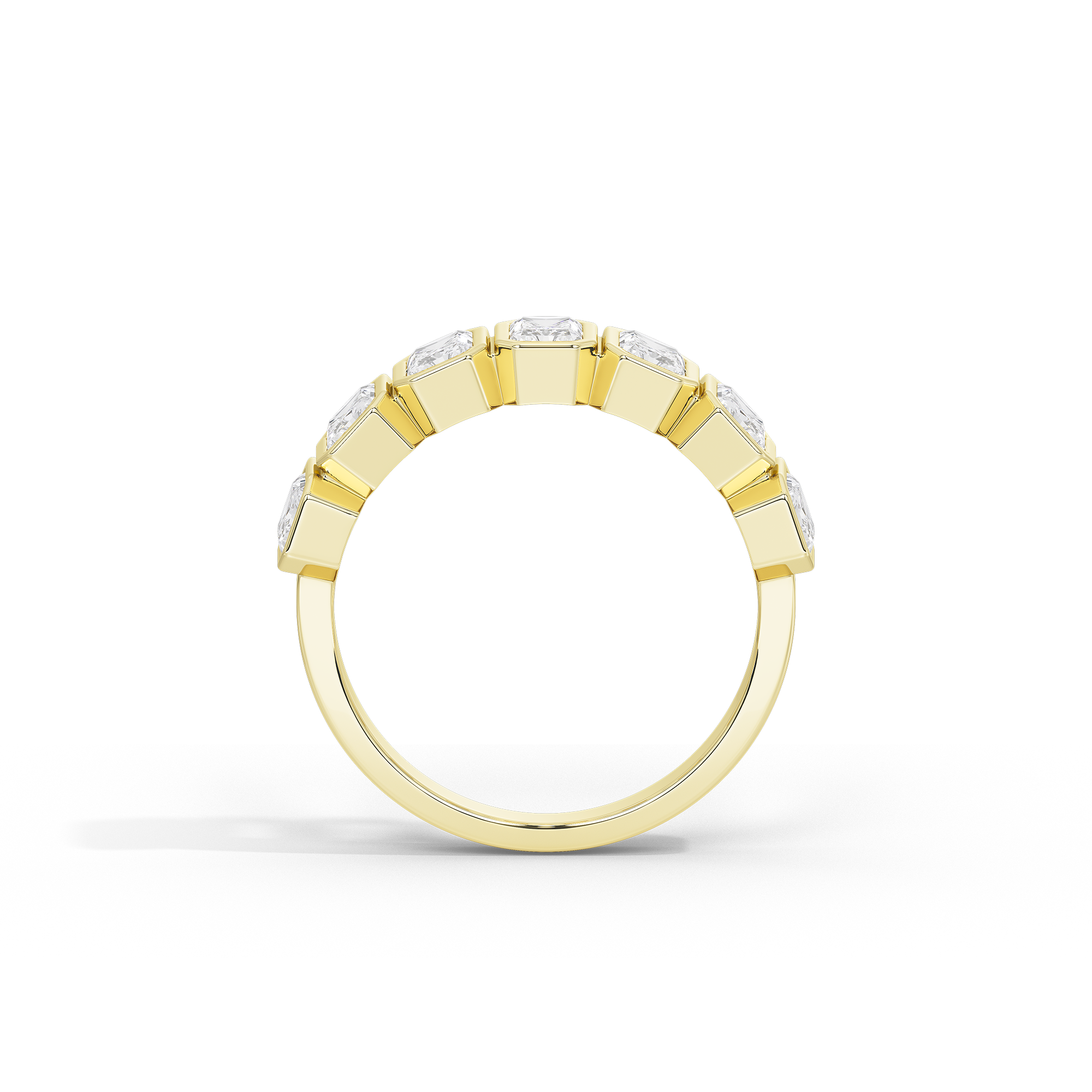 Emerald Half Bezel Eternity Band 2.255 Carat Lab Grown Diamond