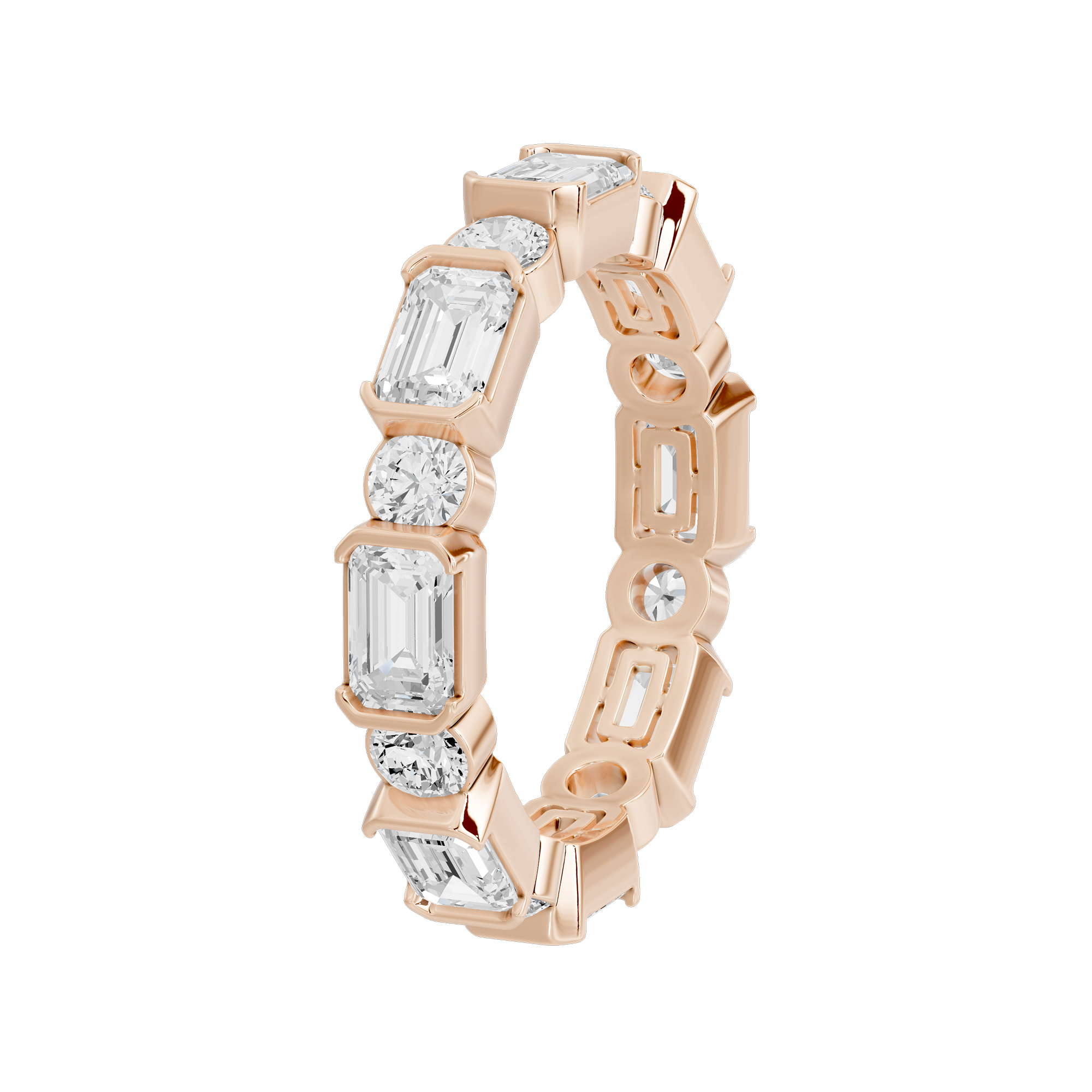 Bagutte and round half bezel band 2.438 Carat Lab Grown Diamond