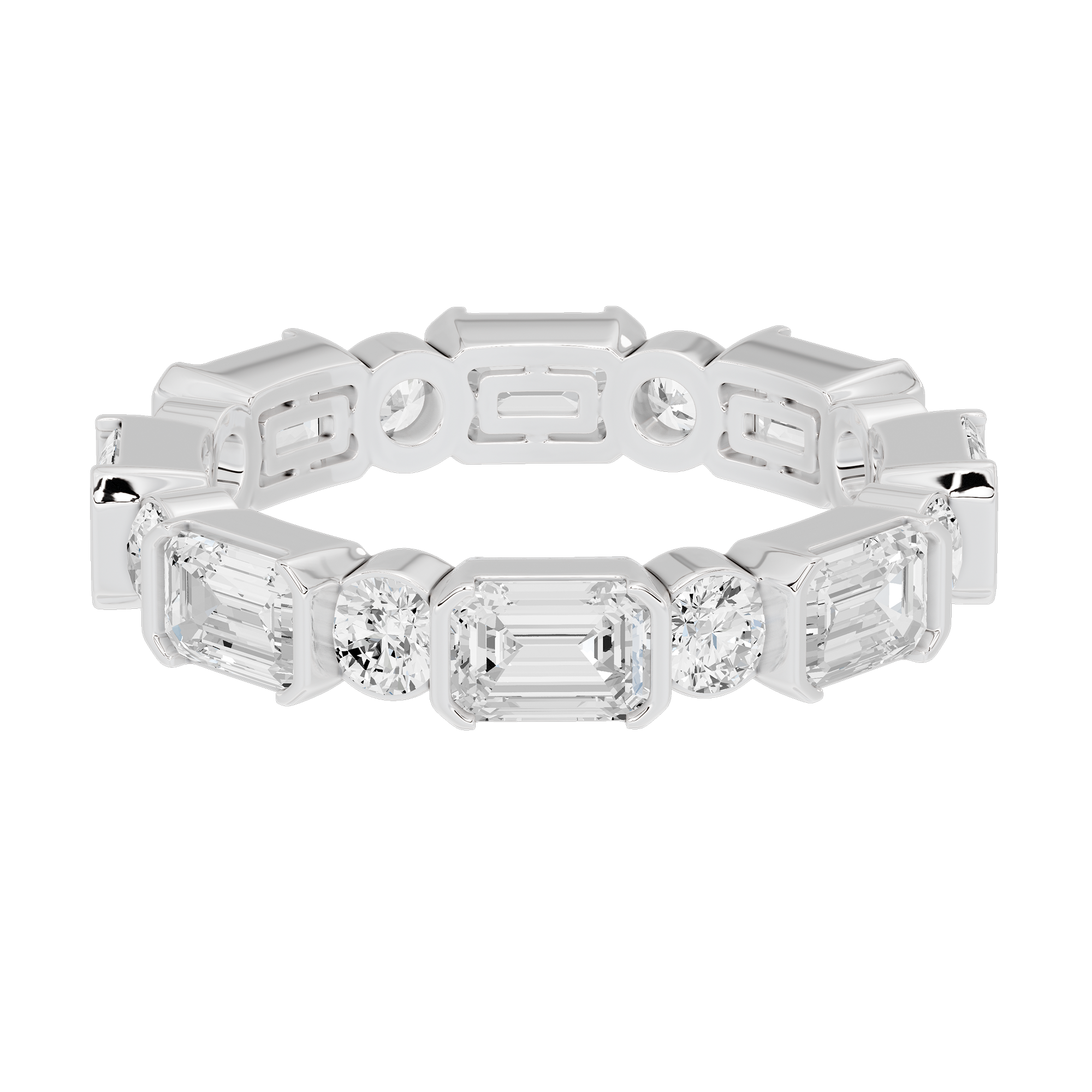 Bagutte and round half bezel band 2.438 Carat Lab Grown Diamond