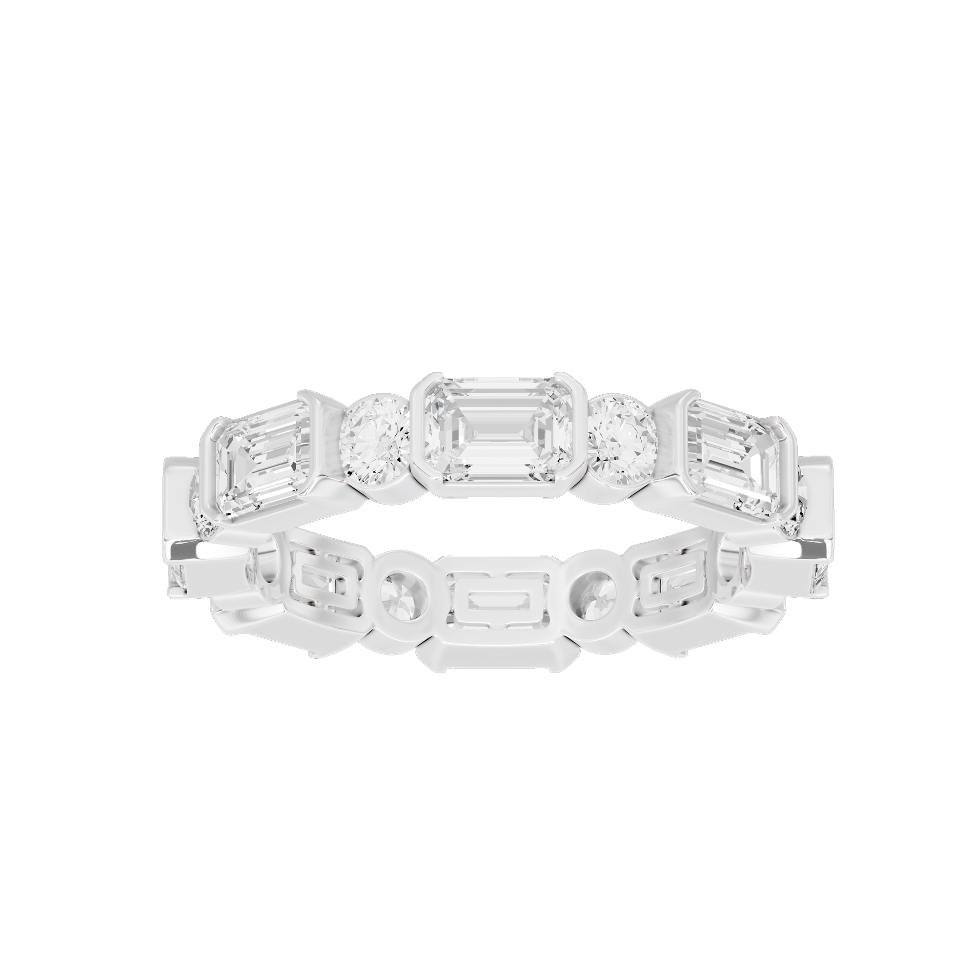 Bagutte and round half bezel band 2.438 Carat Lab Grown Diamond