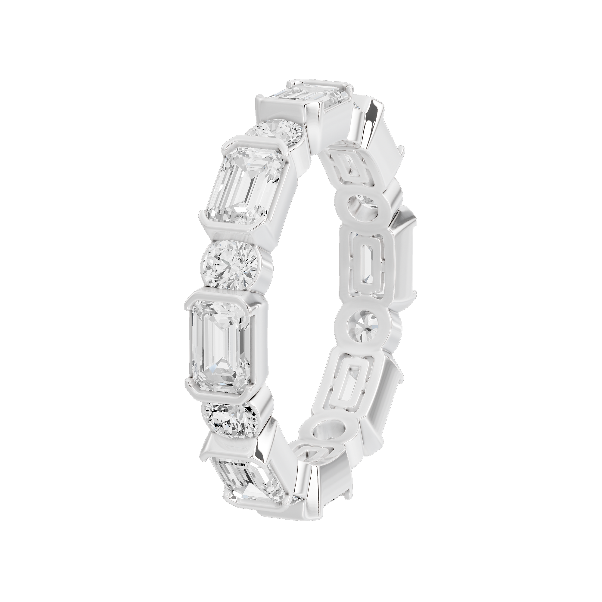 Bagutte and round half bezel band 2.438 Carat Lab Grown Diamond
