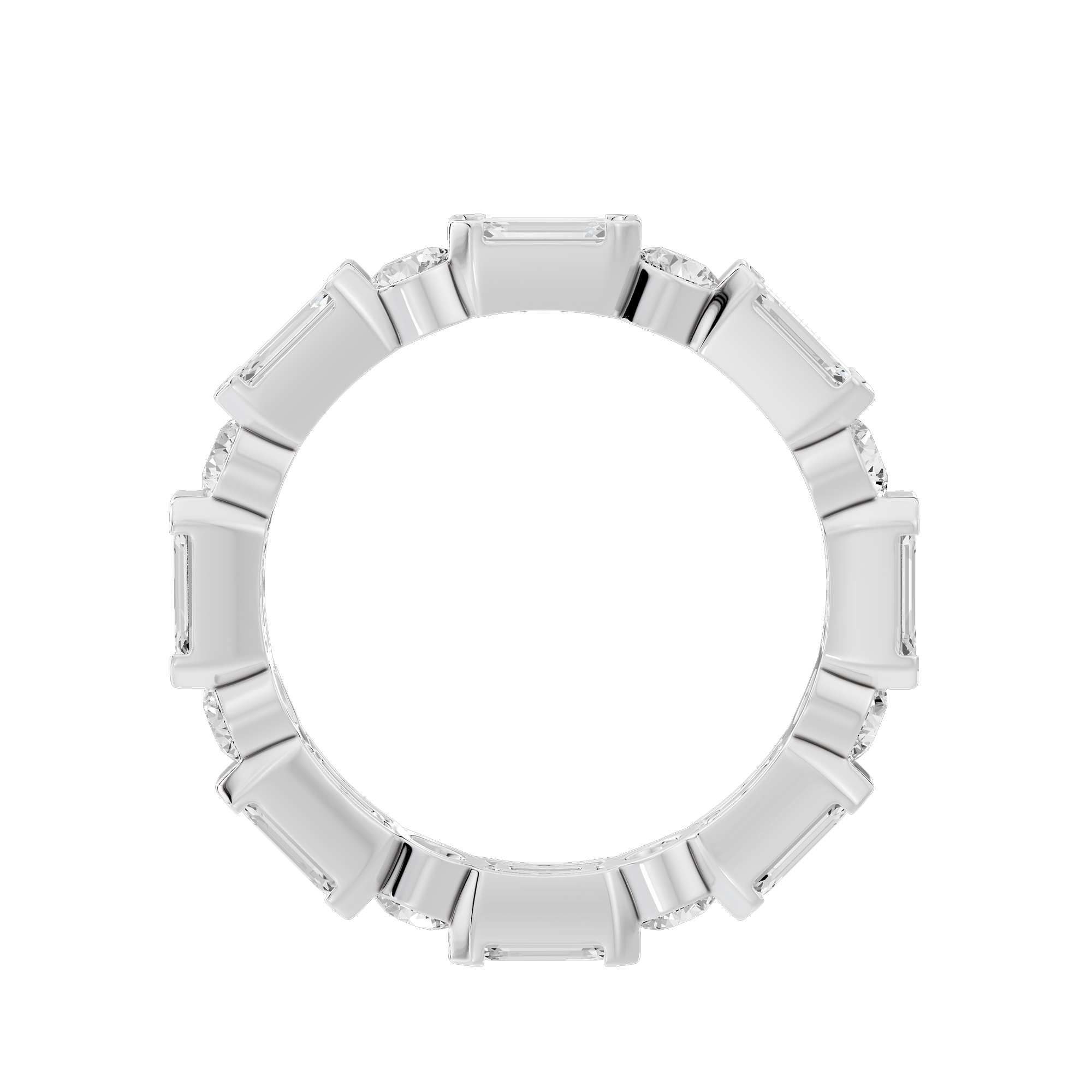 Bagutte and round half bezel band 2.438 Carat Lab Grown Diamond