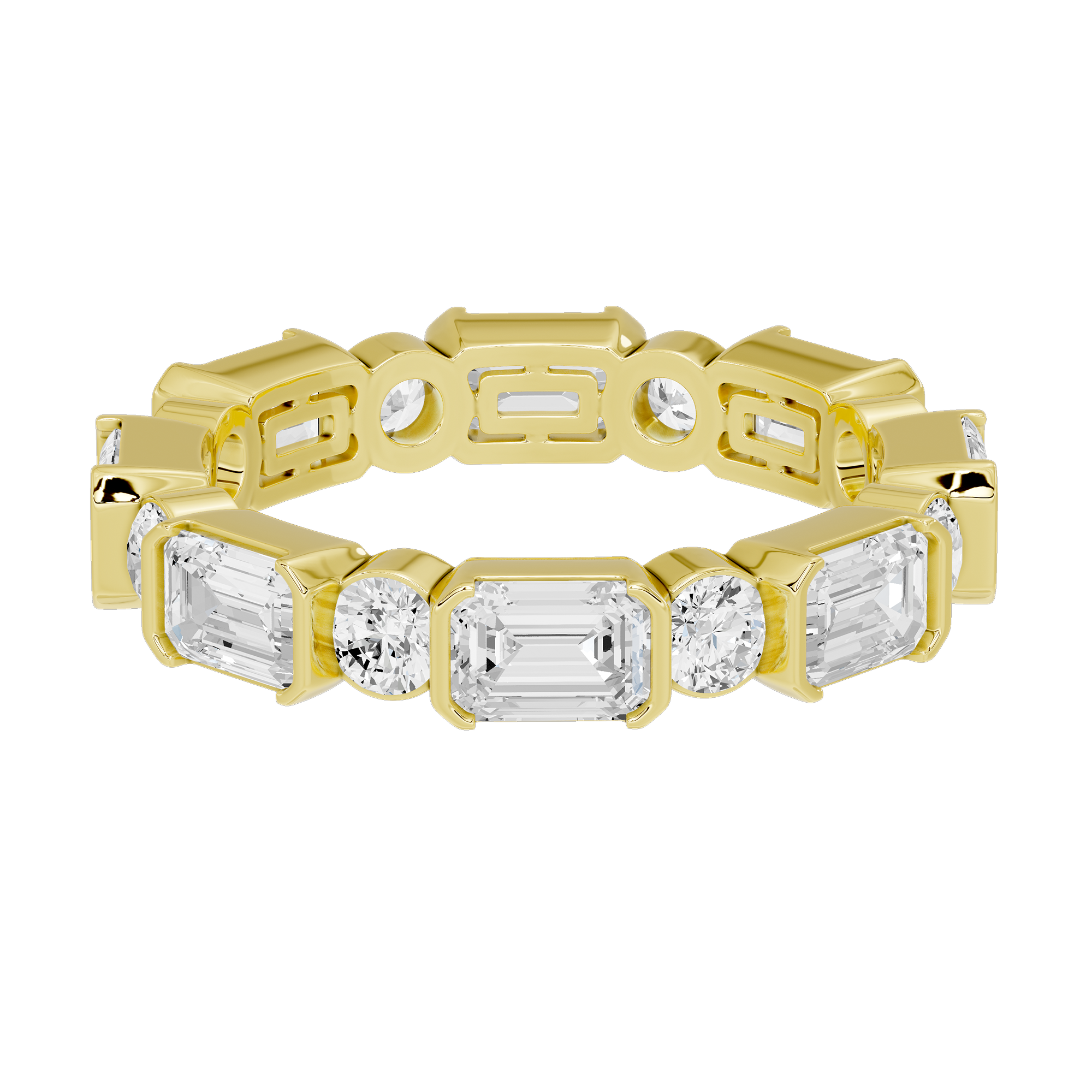 Bagutte and round half bezel band 2.438 Carat Lab Grown Diamond