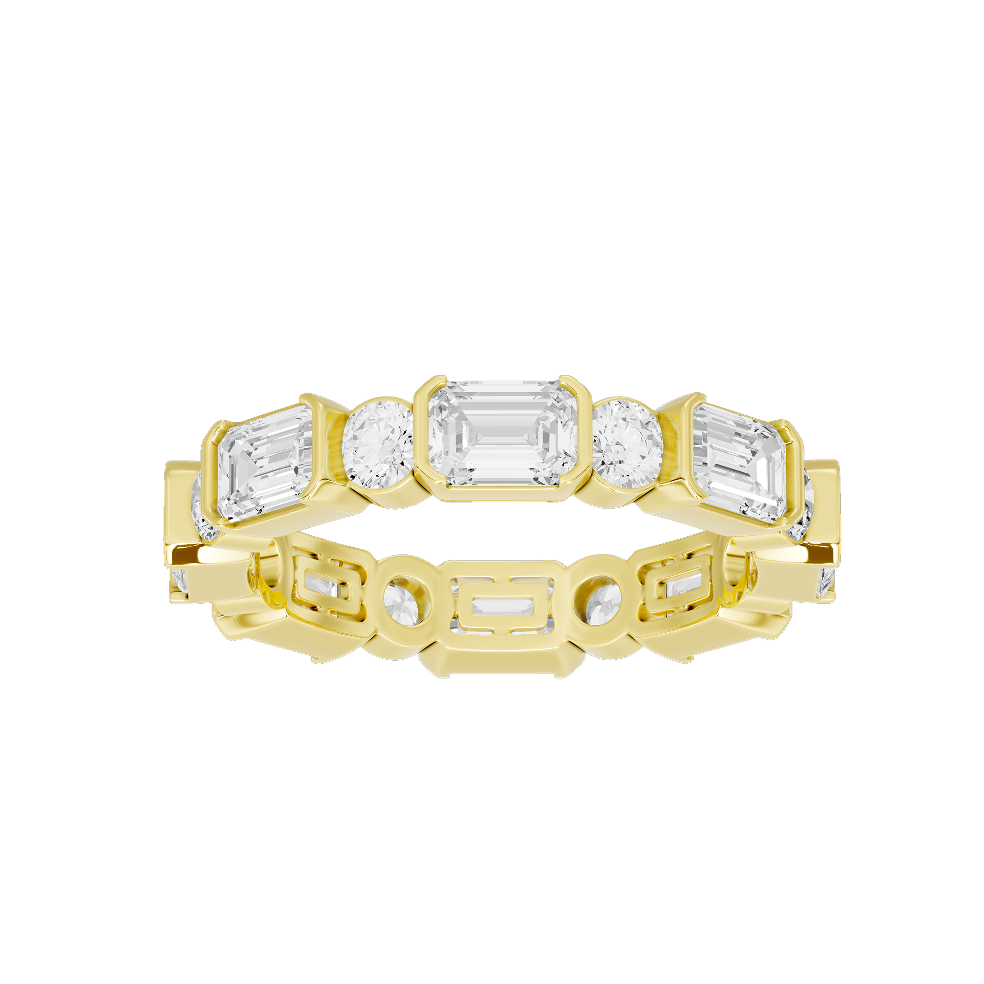 Bagutte and round half bezel band 2.438 Carat Lab Grown Diamond